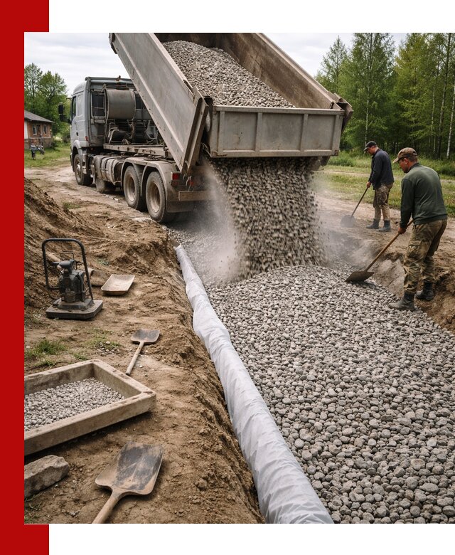 Гравий для дренажа с доставкой в Электростали качественный и недорогой