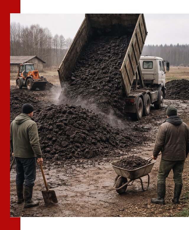 Доставка низинного торфа с разгрузкой и доставкой в Электростали