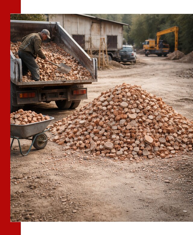 Доставка и подушка из боя кирпича с разгрузкой в Электростали