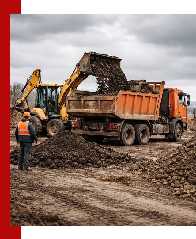 Вывоз грунта и строительного мусора в Электростали грузовыми самосвалами