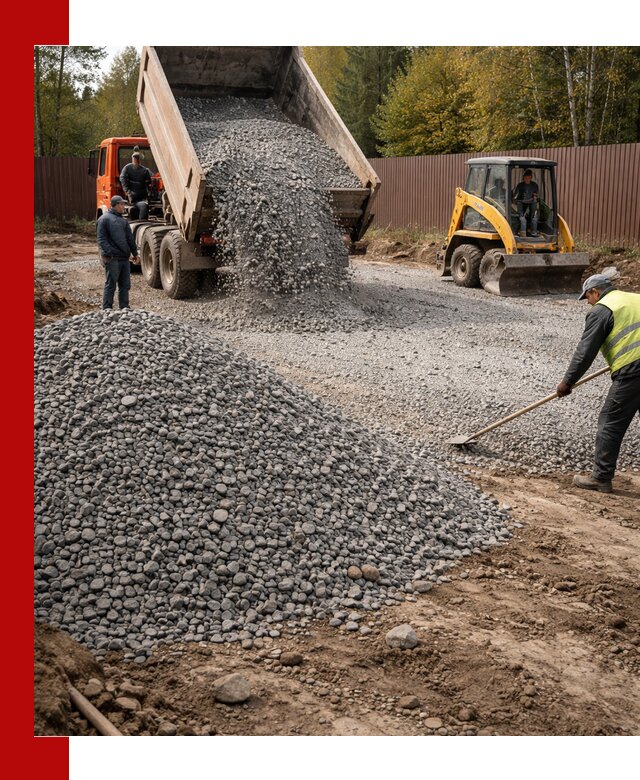 Отсыпка участка щебнем с доставкой и уплотнением в Электростали