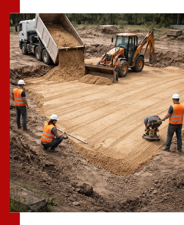 Устройство песчаной подушки для фундаментов и дорог в Электростали
